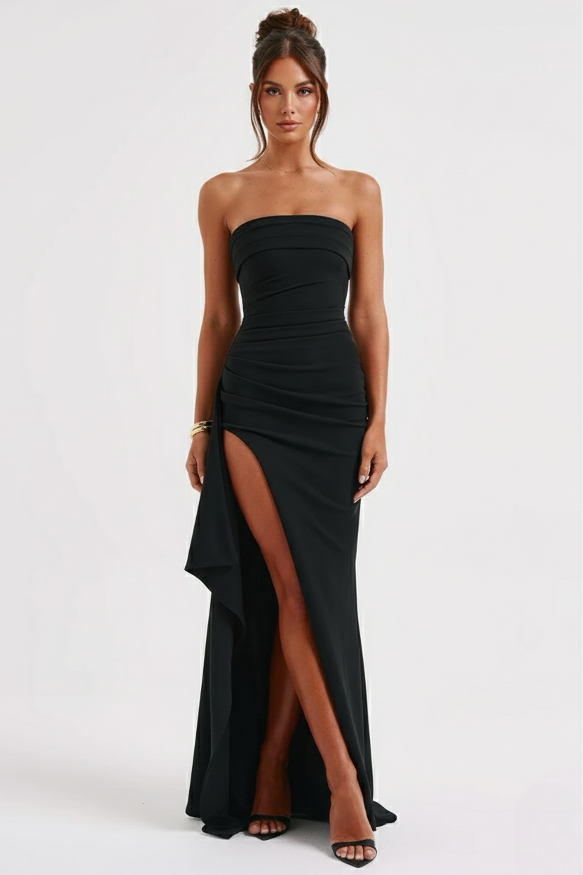 Meadow | Double Stretch Crepe Strapless Maxi Dress