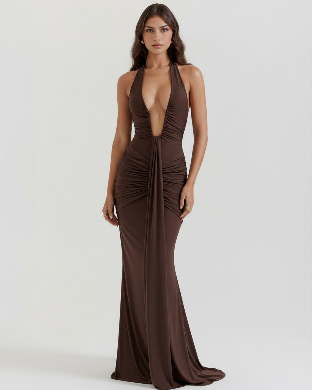 Ruby | Women's U-Wire Plunging Halter Maxi Dress