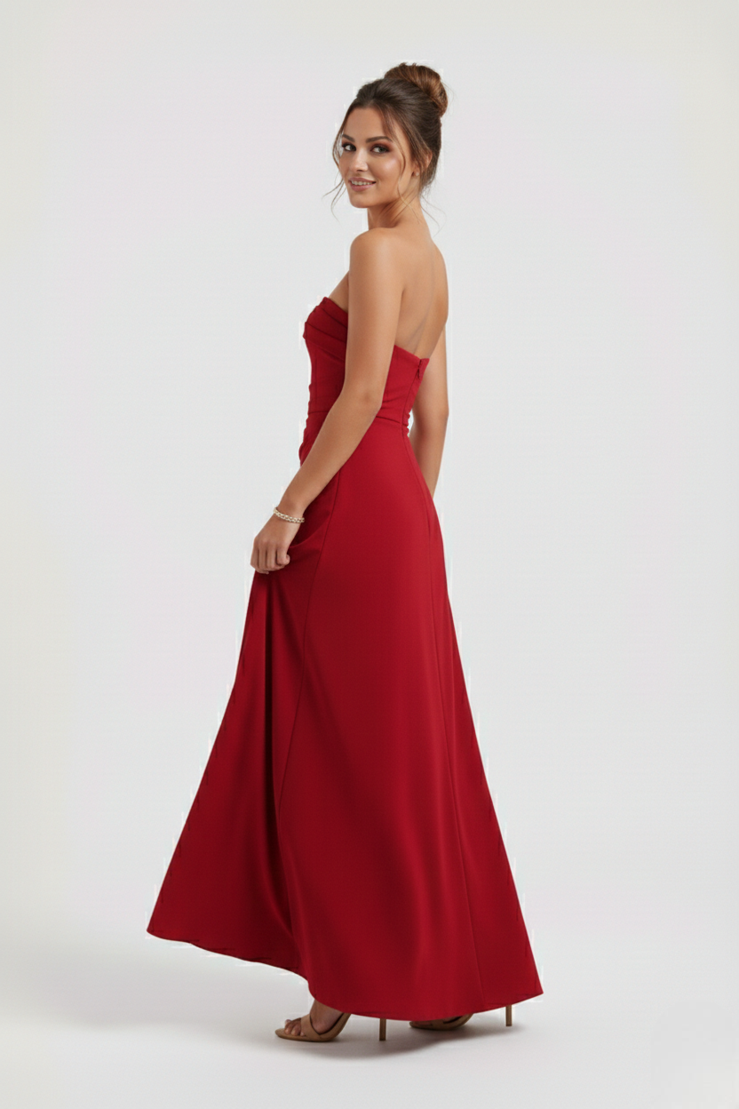 Meadow | Double Stretch Crepe Strapless Maxi Dress