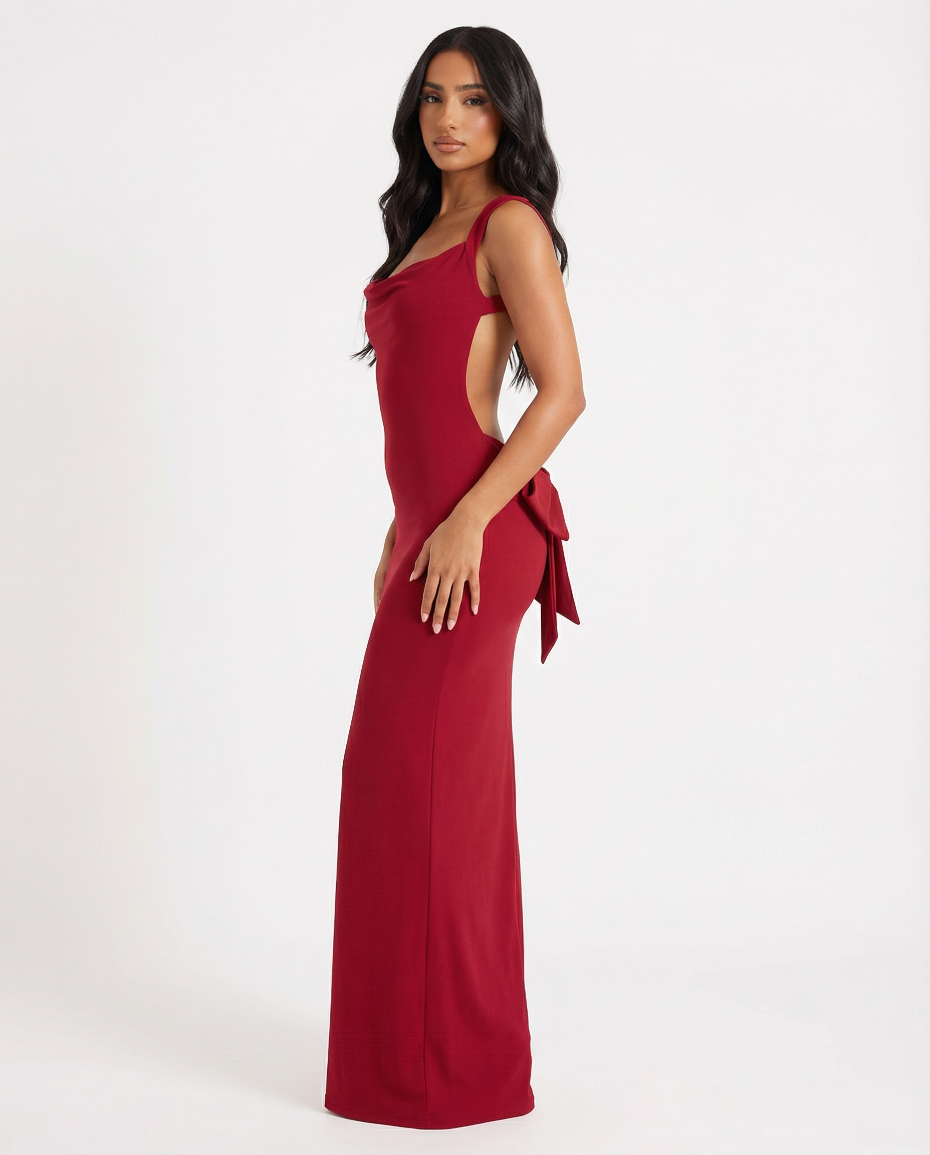 Mae | Women's Open-Back Tie-Detail Maxi Gown