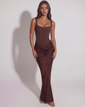 Annabelle | Women's Lace-Up Straight-Neckline Structural Maxi Gown