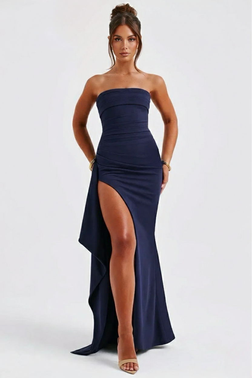 Meadow | Double Stretch Crepe Strapless Maxi Dress