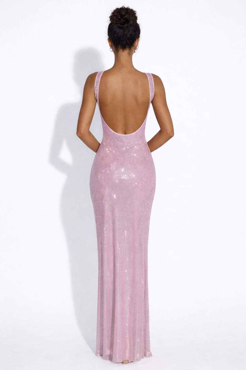 Olivia | Women's Square-Neck Crystal Mesh Embellished Maxi