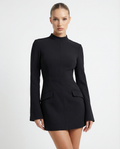 Cherry | Women's High-Neck Flare-Cuff Mini Dress