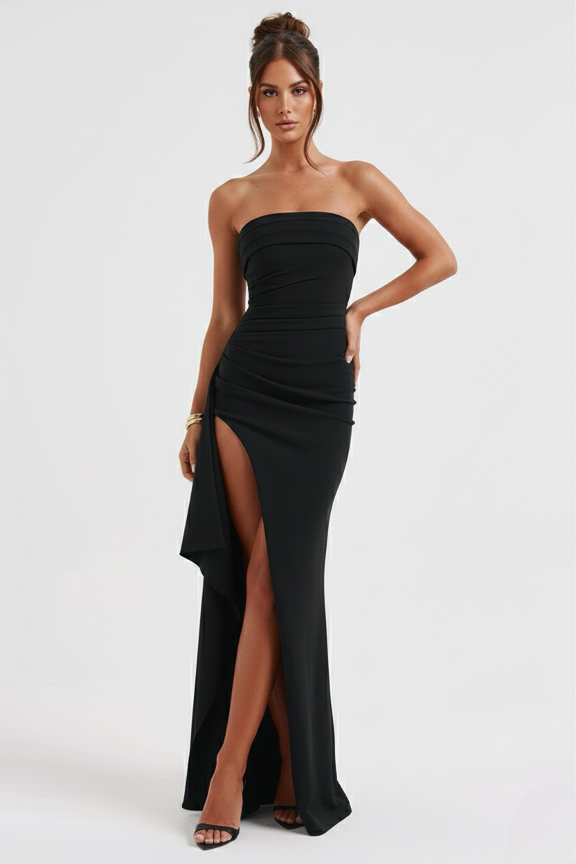 Meadow | Double Stretch Crepe Strapless Maxi Dress