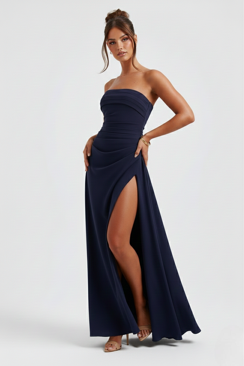 Meadow | Double Stretch Crepe Strapless Maxi Dress