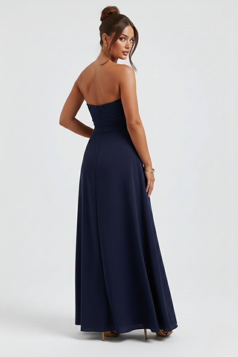 Meadow | Double Stretch Crepe Strapless Maxi Dress