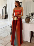 Sunset | Twisted Bodice Women's Strapless Maxi Dress