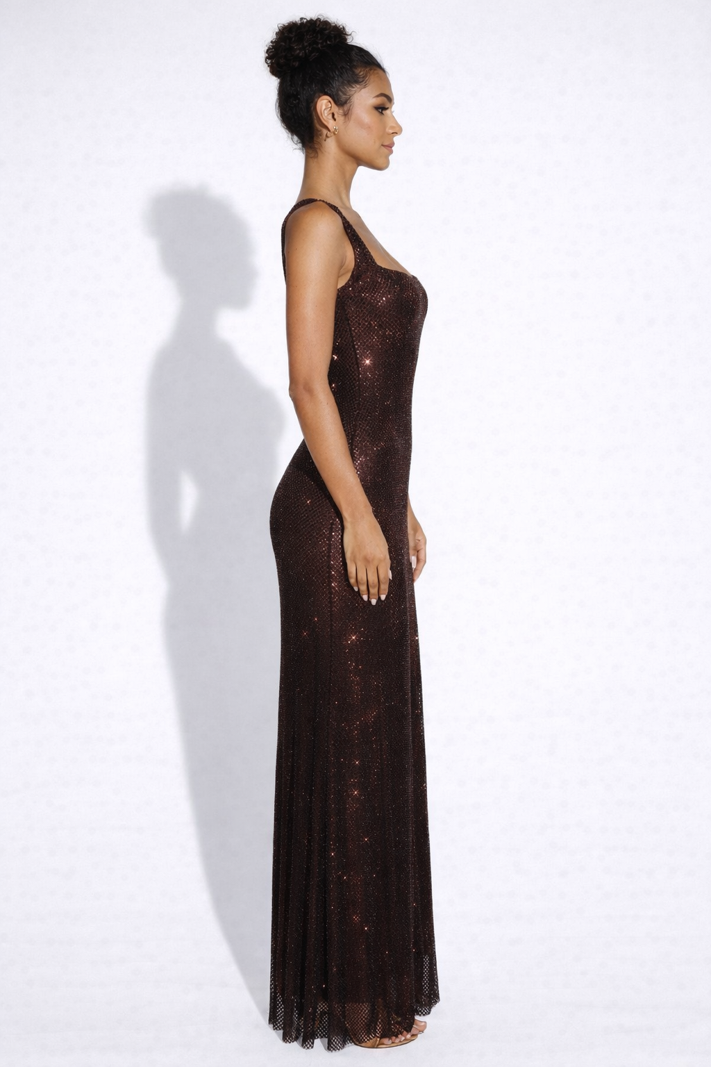 Olivia | Women's Square-Neck Crystal Mesh Embellished Maxi