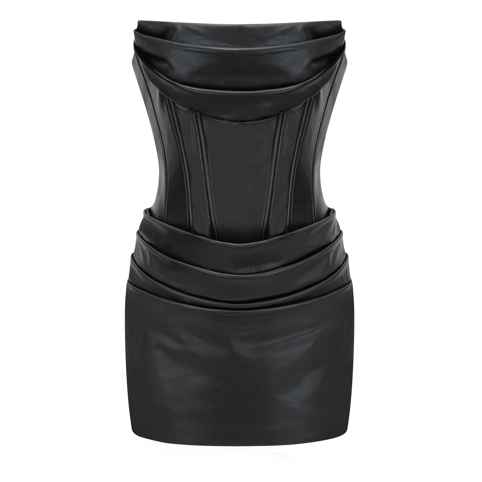 Agnes | Off-The-Shoulder PU Leather Mini Dress