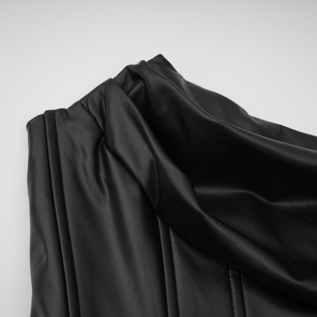 Agnes | Off-The-Shoulder PU Leather Mini Dress
