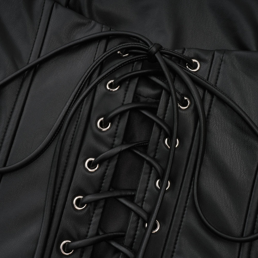Agnes | Off-The-Shoulder PU Leather Mini Dress