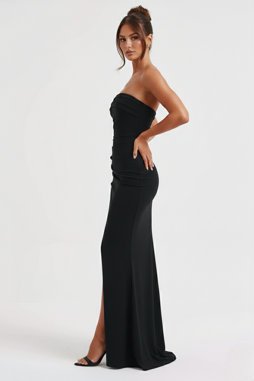 Meadow | Double Stretch Crepe Strapless Maxi Dress
