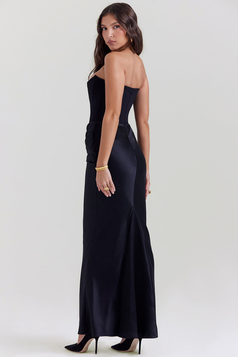 Stella | Women's Timeless Strapless Satin Maxi Dress