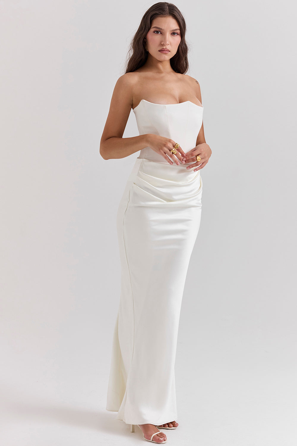 Stella | Women's Timeless Strapless Satin Maxi Dress