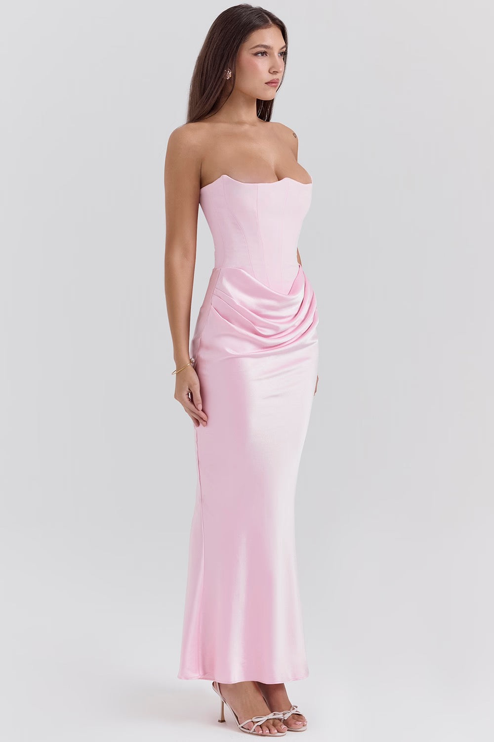 Stella | Women's Timeless Strapless Satin Maxi Dress