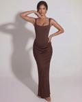 Chantal | Women's Custom-Fit Lace-Up Black Maxi Dress