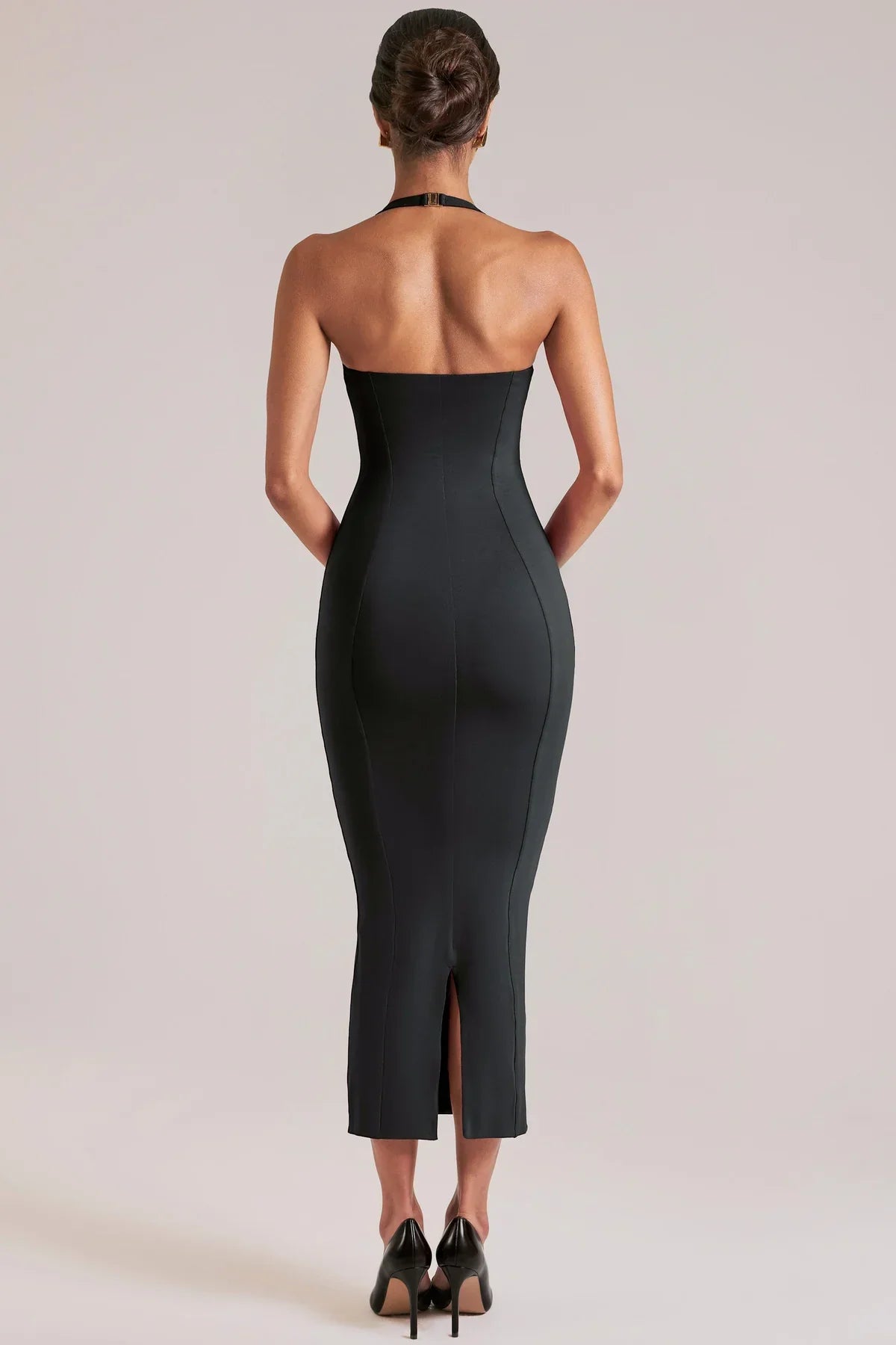 Clara | Women's Contouring Sweetheart Fluted Halter Midaxi Dress