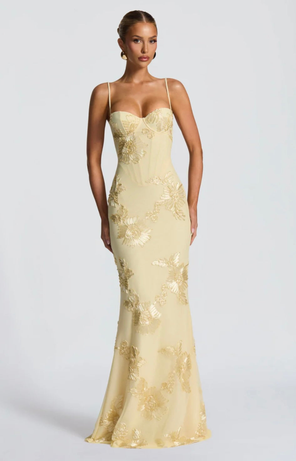 Soraya | Women's Floral Ribbon Mesh Maxi Gown