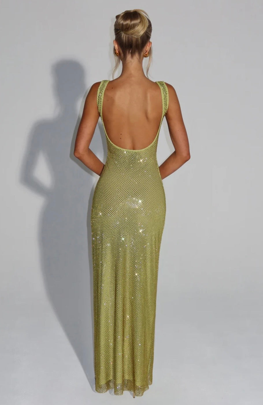 Olivia | Women's Square-Neck Crystal Mesh Embellished Maxi