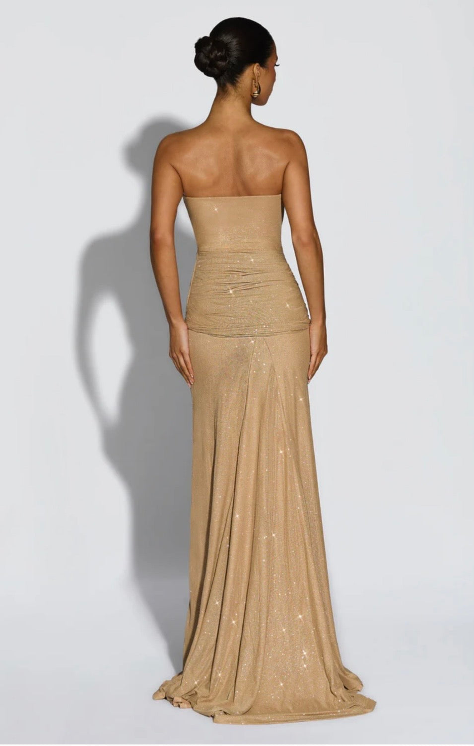 Giselle | Women's Glitter Mesh Sculpted Maxi Dress