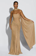 Giselle | Women's Glitter Mesh Sculpted Maxi Dress