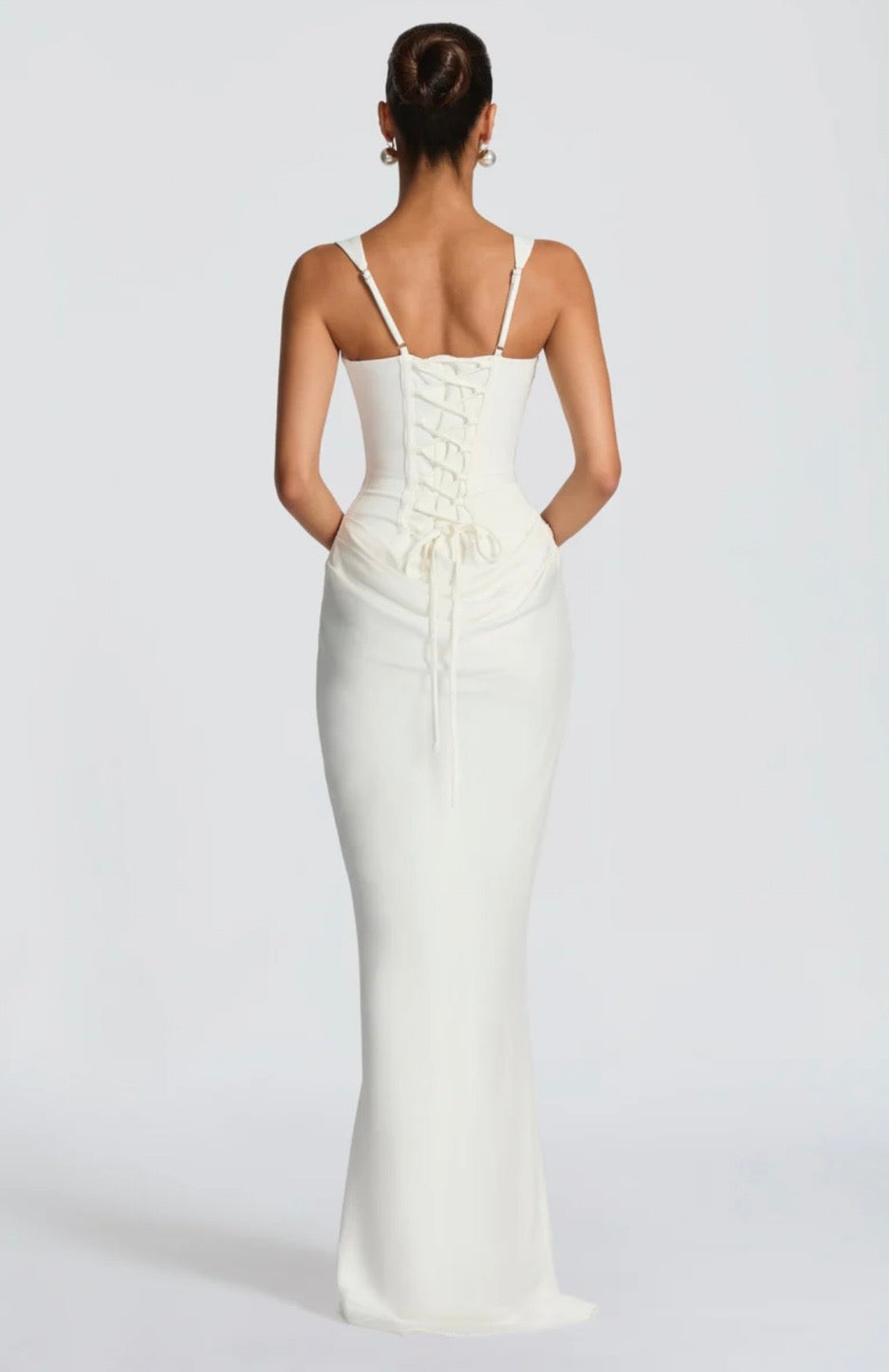 Nina | Women's Sculpted Crepe Cowl-Overlay Pleated Maxi Gown