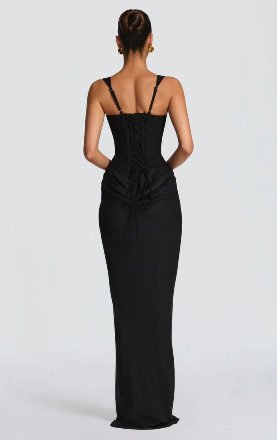 Nina | Women's Sculpted Crepe Cowl-Overlay Pleated Maxi Gown