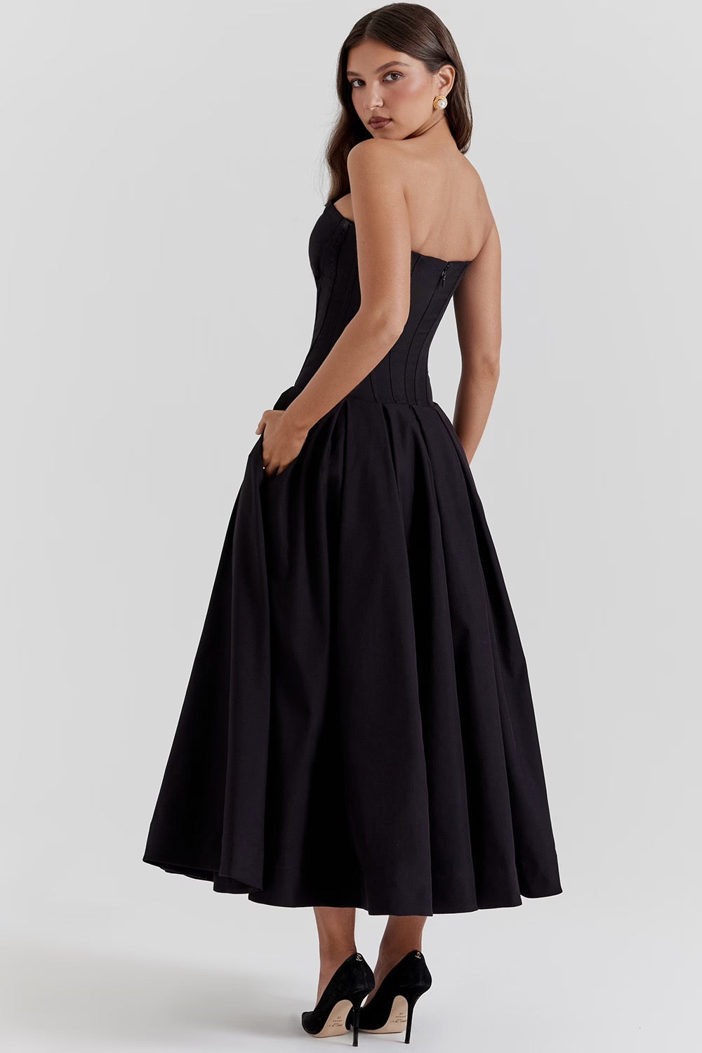 Nyssa | Women's Pleated Silhouette Corset Midi Dress