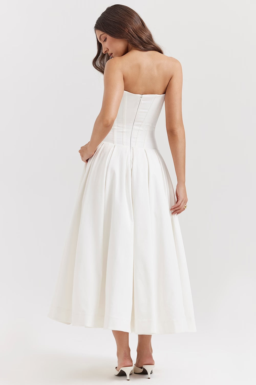 Nyssa | Women's Pleated Silhouette Corset Midi Dress