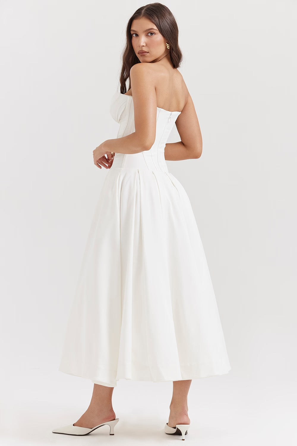 Nyssa | Women's Pleated Silhouette Corset Midi Dress