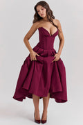 Nyssa | Women's Pleated Silhouette Corset Midi Dress