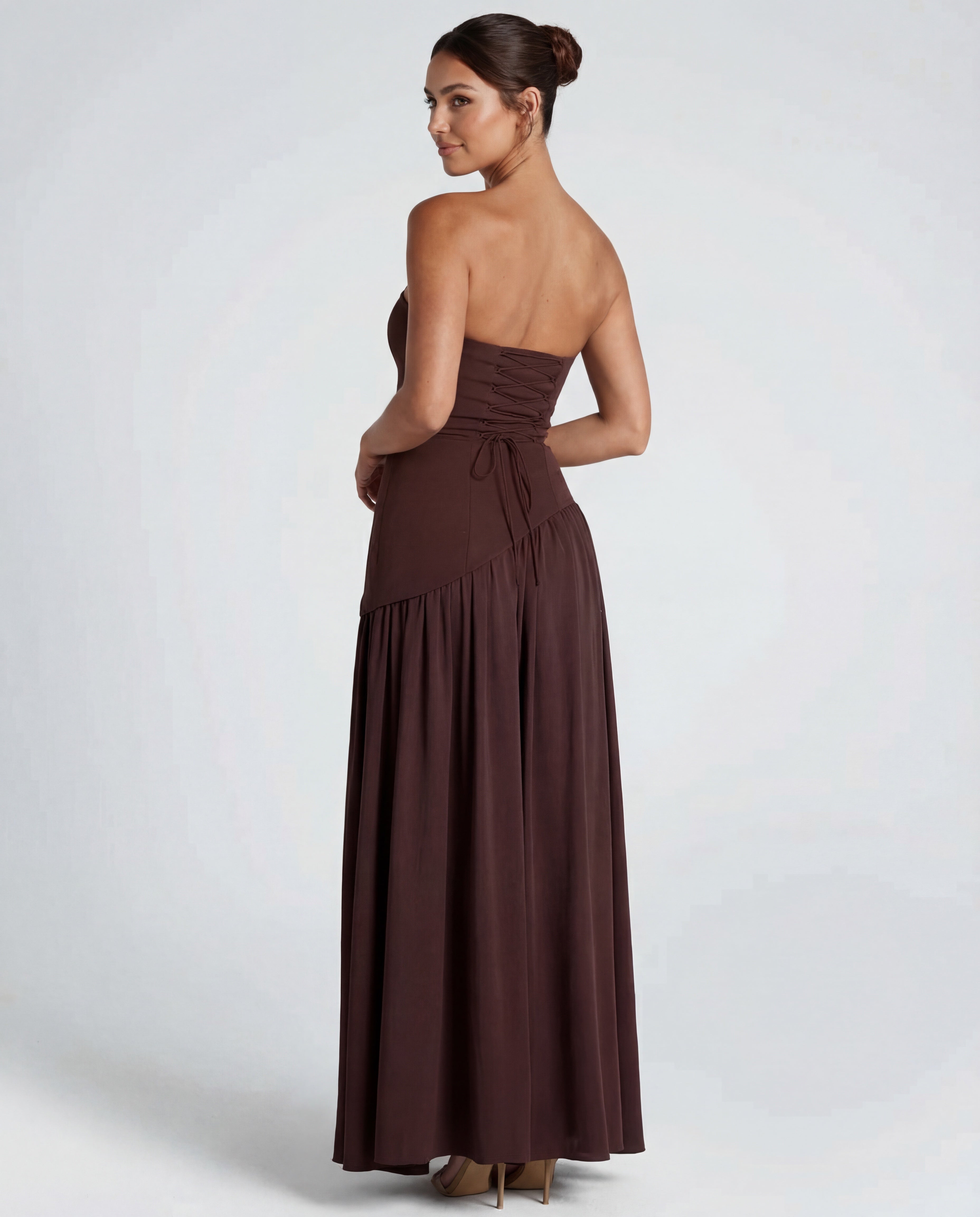 Aveline | Women's Strapless Scarf-Neckline Maxi Dress