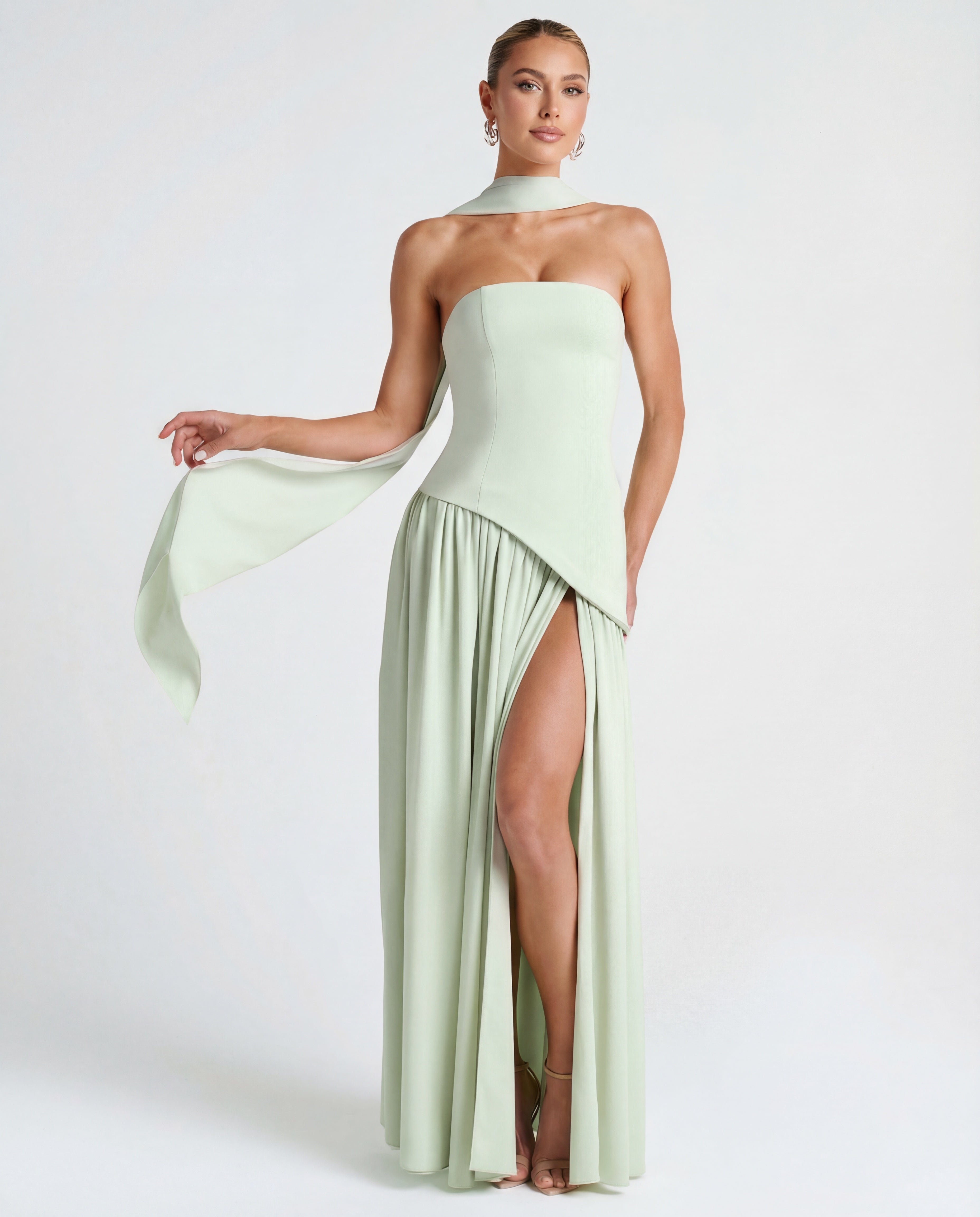 Aveline | Women's Strapless Scarf-Neckline Maxi Dress