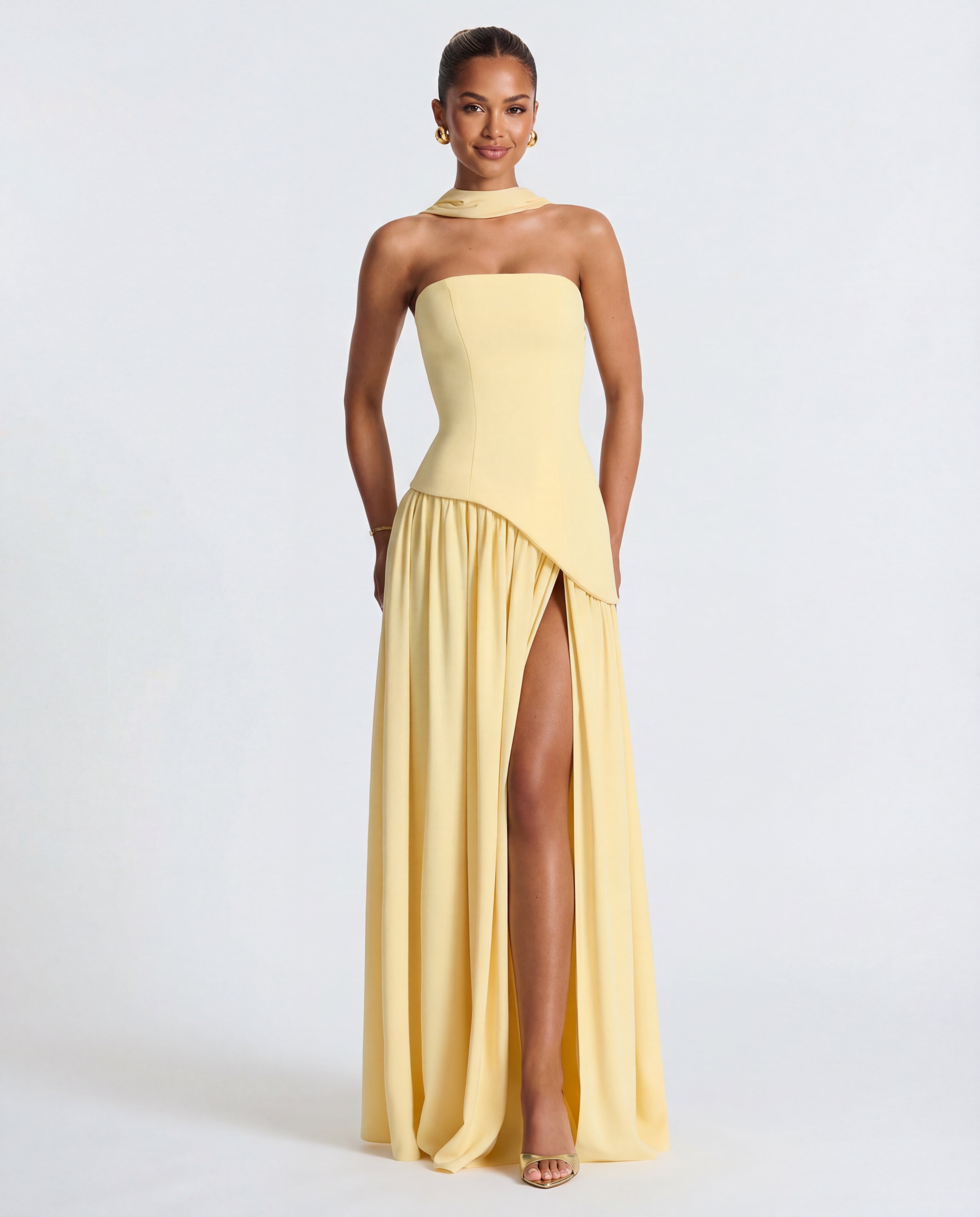 Aveline | Women's Strapless Scarf-Neckline Maxi Dress