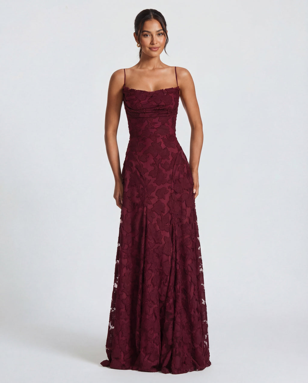 Wynn | Women's Floral Burnout Jersey Cowl Maxi Dress