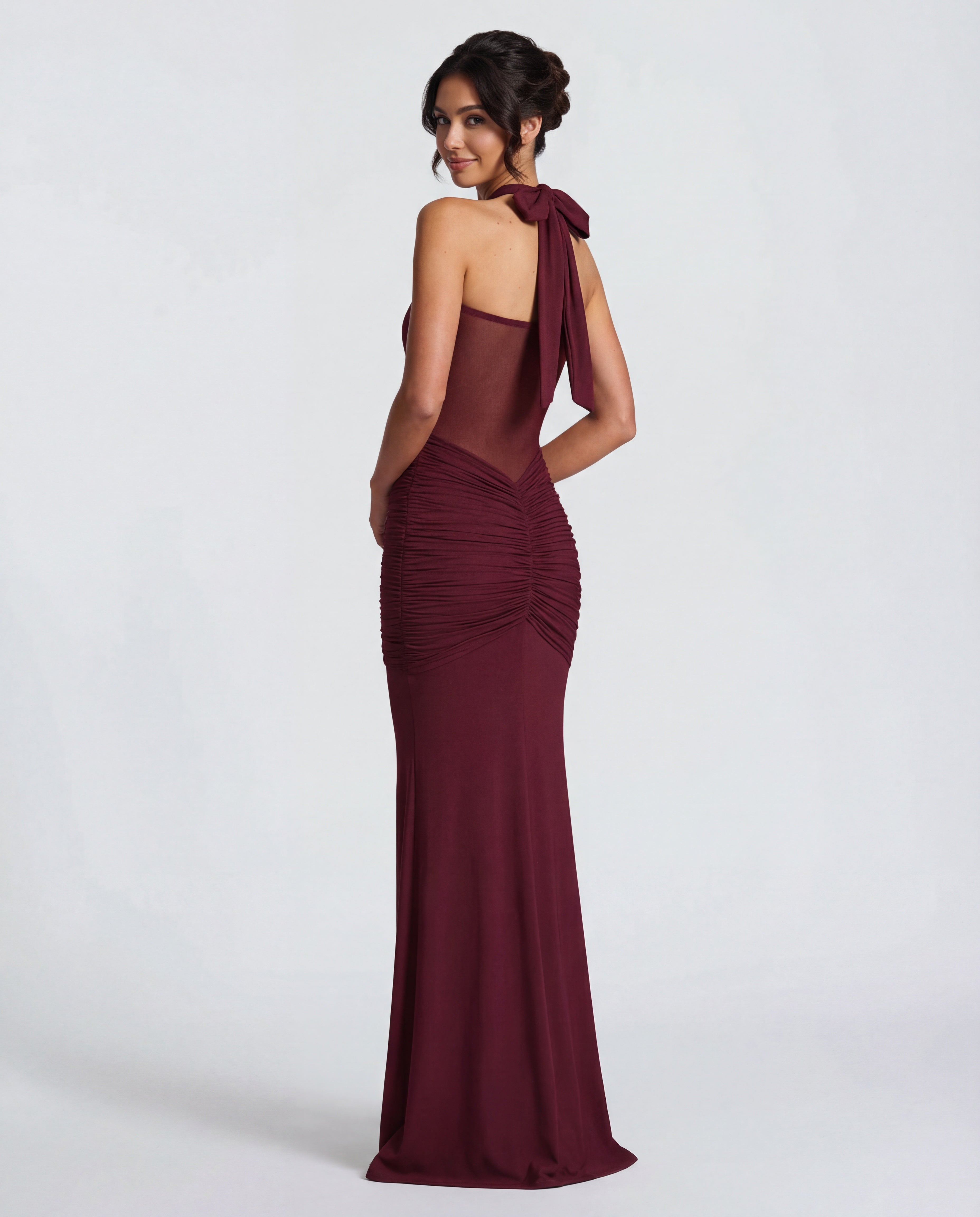 Rosabella | Women's Sun-Glow Ruched Halter Maxi Dress