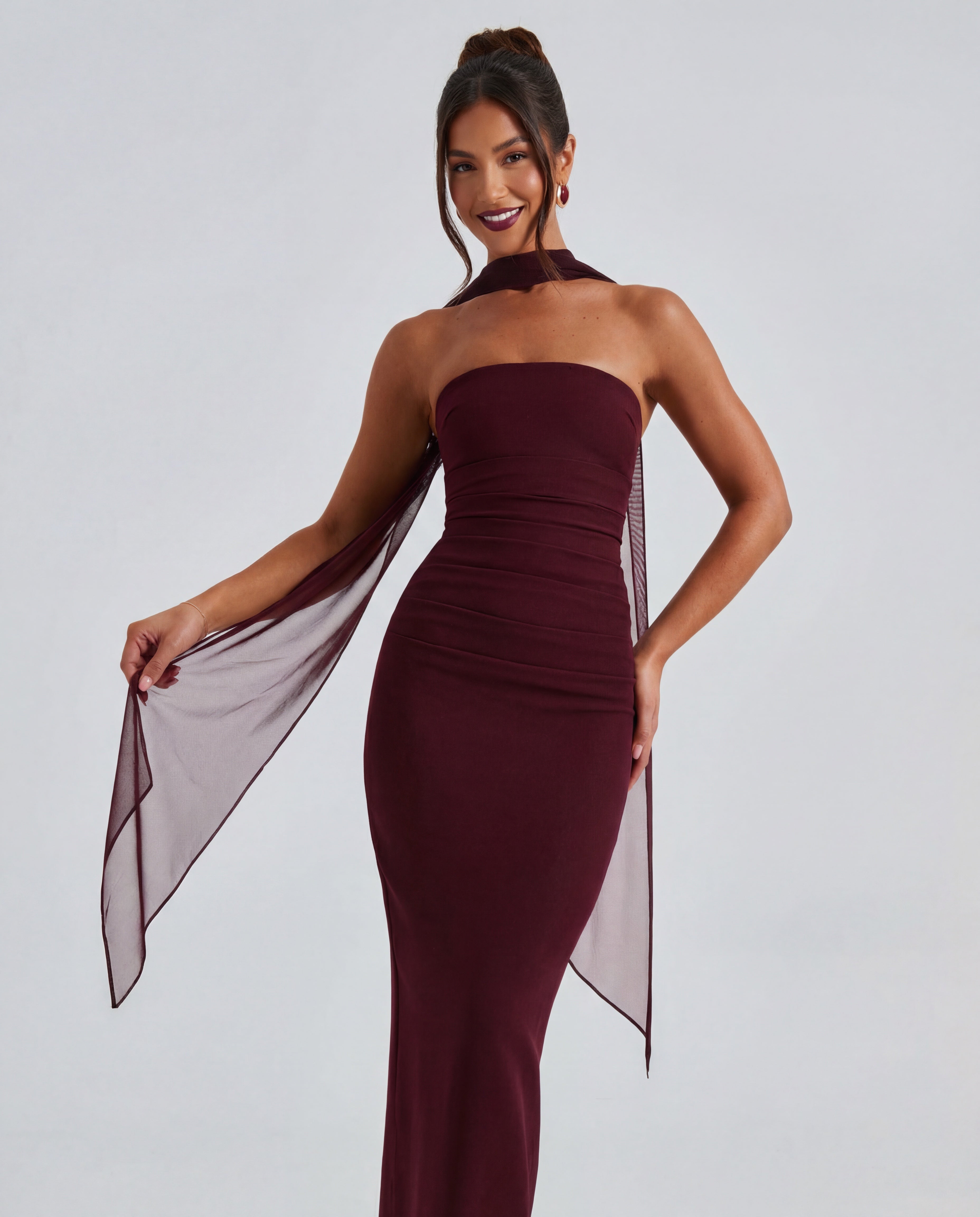 Ella | Women's Sculpting Crepe Strapless Maxi Dress