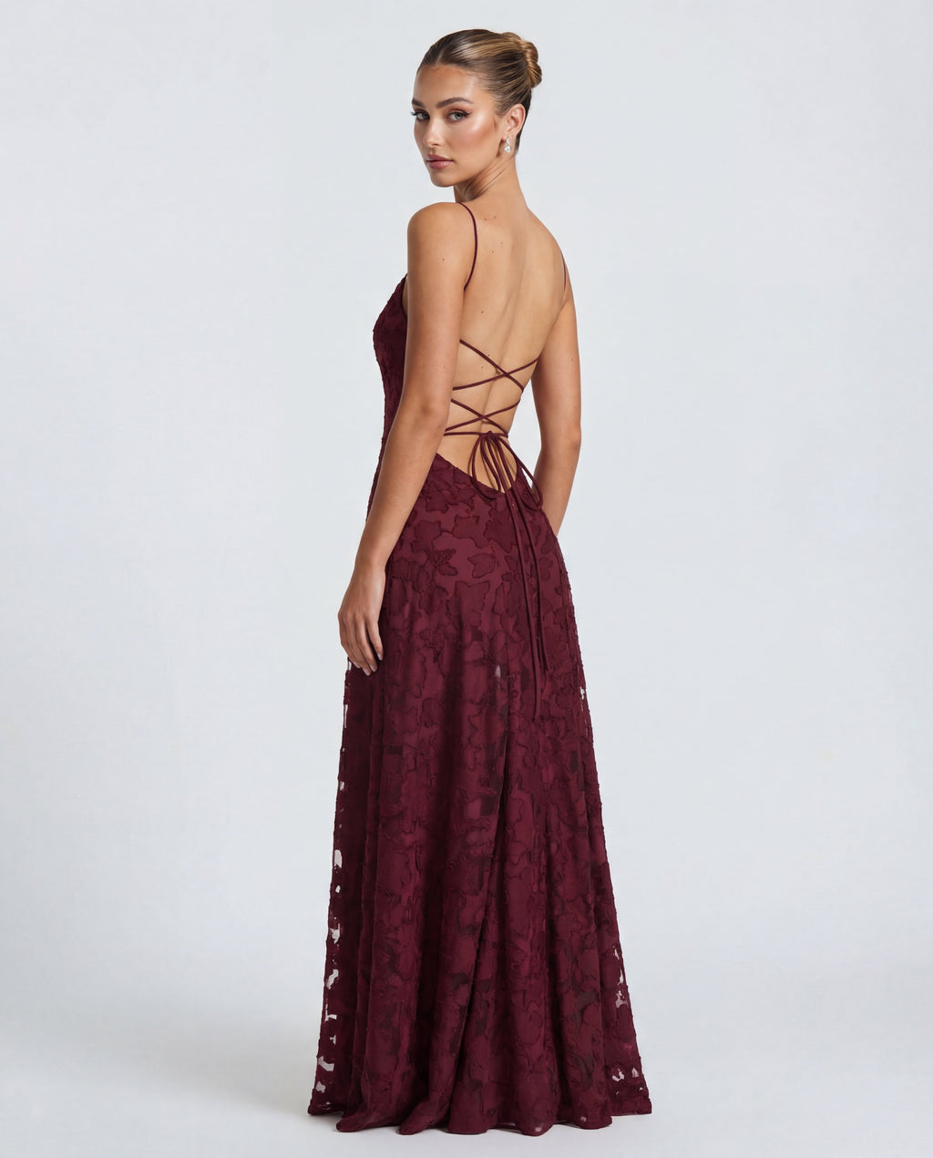 Wynn | Women's Floral Burnout Jersey Cowl Maxi Dress