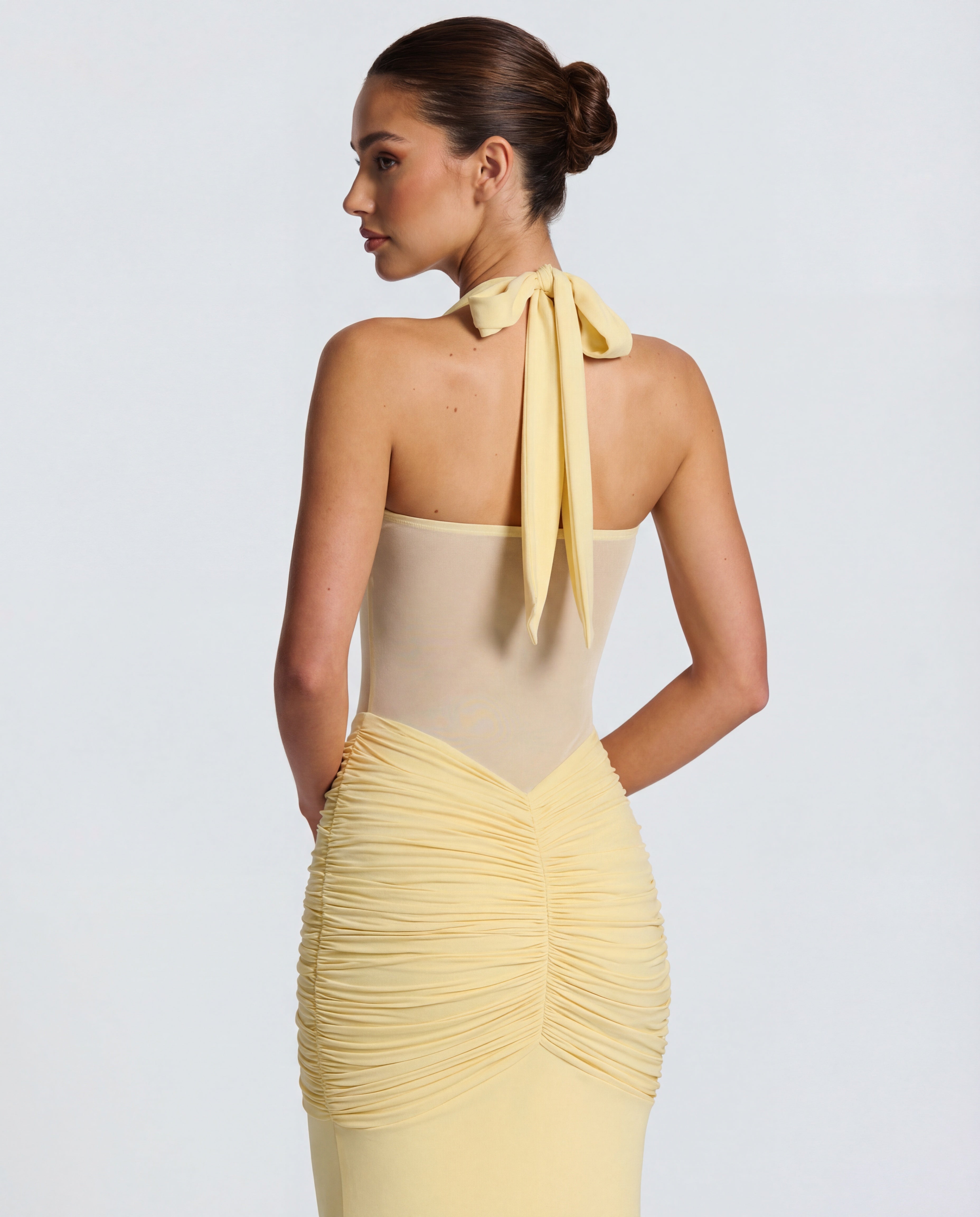 Rosabella | Women's Sun-Glow Ruched Halter Maxi Dress