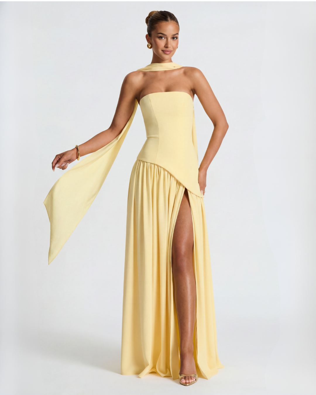 Aveline | Women's Strapless Scarf-Neckline Maxi Dress