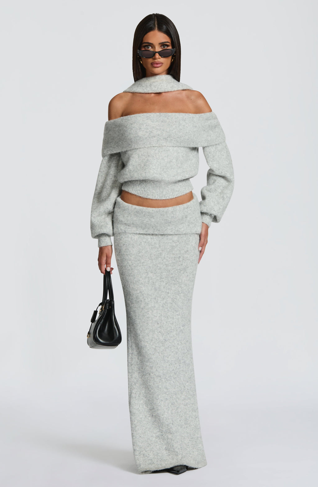Andie Maxi Skirt - Light Grey Marl