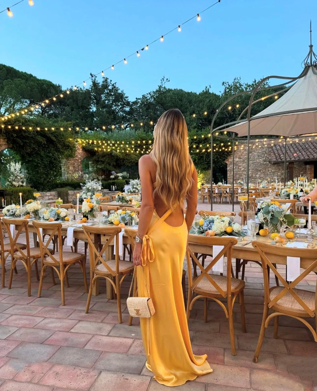 Amara | Women's Open-Back Draped Satin Maxi Dress