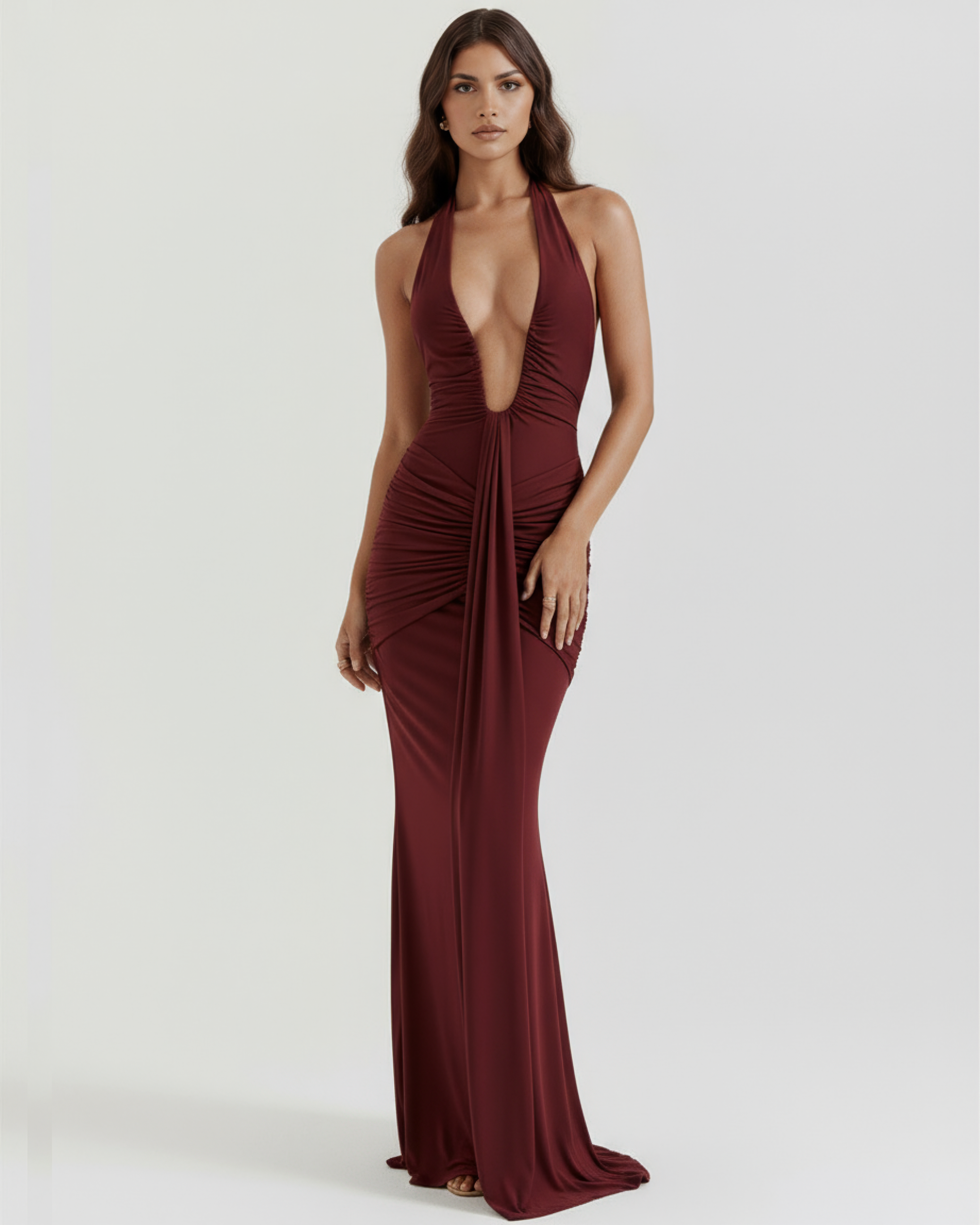 Ruby | Women's U-Wire Plunging Halter Maxi Dress