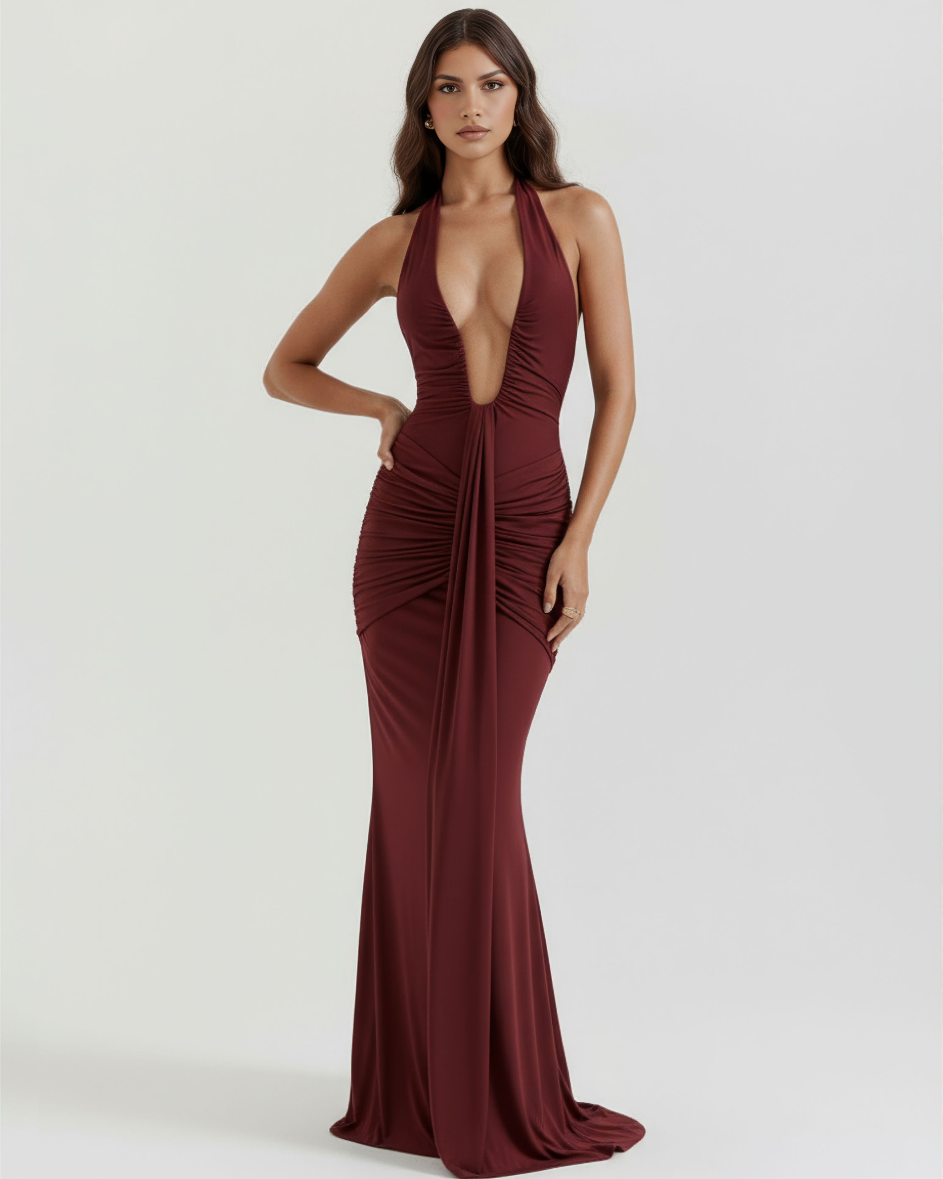 Ruby | Women's U-Wire Plunging Halter Maxi Dress