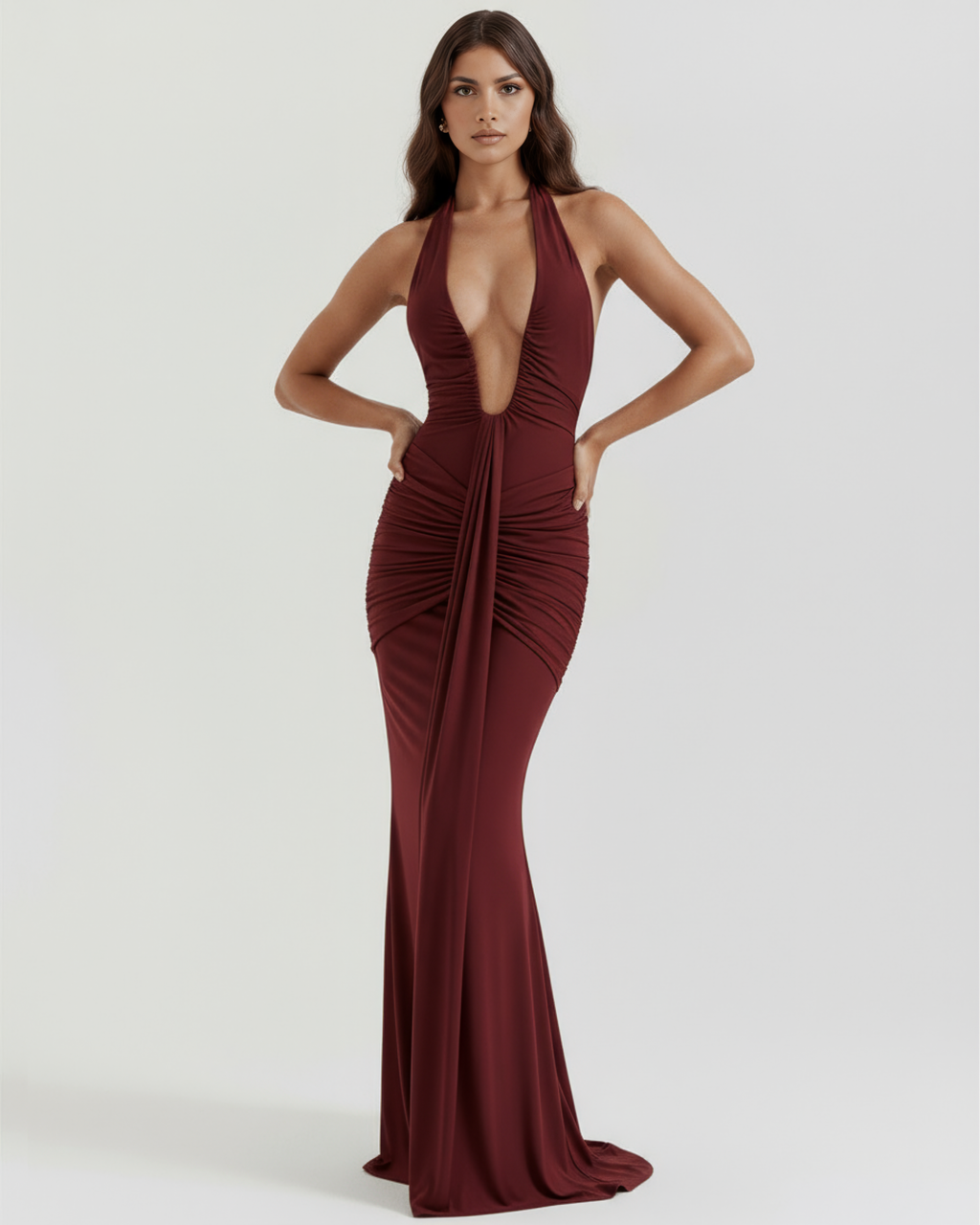 Ruby | Women's U-Wire Plunging Halter Maxi Dress