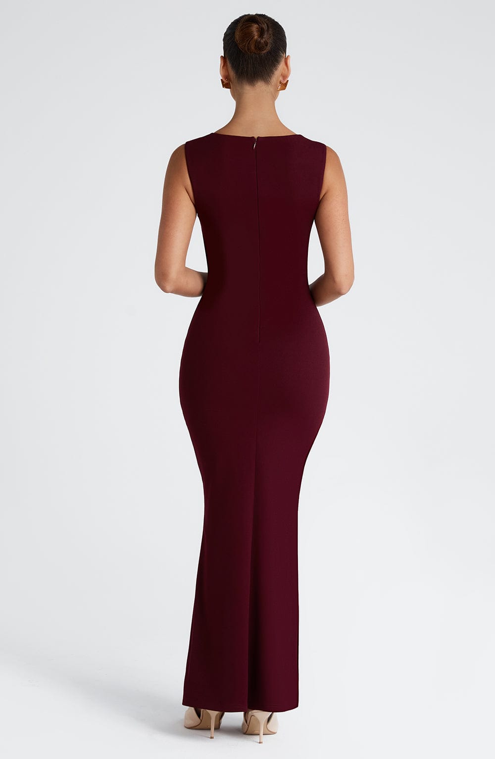 Grace | Women's Burgundy Draped Square-Neck Maxi Dress