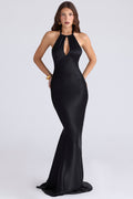 Oliviana | Elegant Halterneck Keyhole Asymmetric Maxi Dress