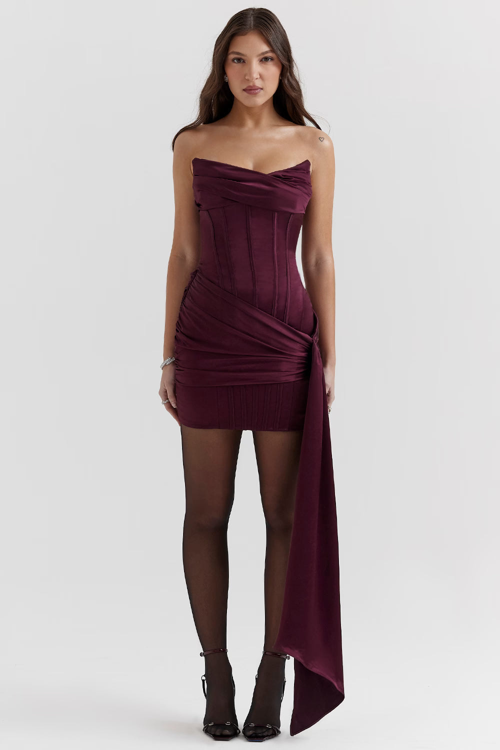 Aveline | Women's Fluid Draping Double-Layered Satin Mini Dress