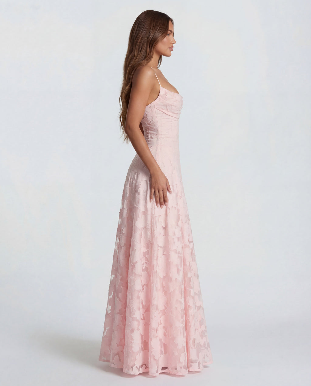 Sofia | Women's Straight-Neckline Flowing Lace Maxi Dress